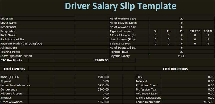 Driver Salary Receipt Format Download